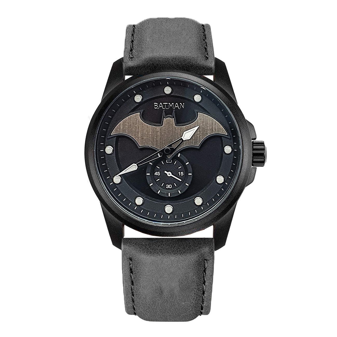 Reloj Batman Caballero Casual Elegante Cuero + Estuche Gris
